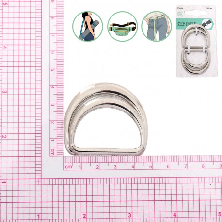 Anneaux Double D (Lot De 2) - taille 30 - 120-RHODIUM