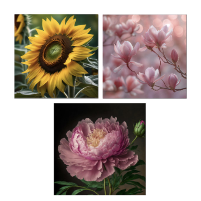 Panneaux grands carrés minky fleurs