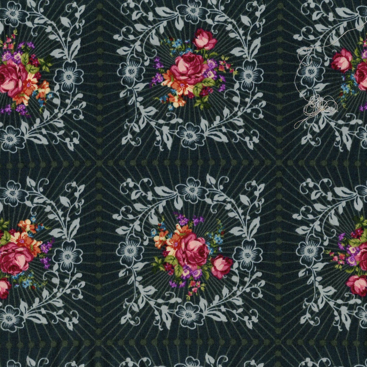 tissu coton imprimé carrés floraux