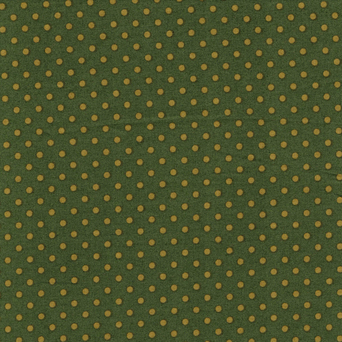 tissu coton vert à pois moutarde