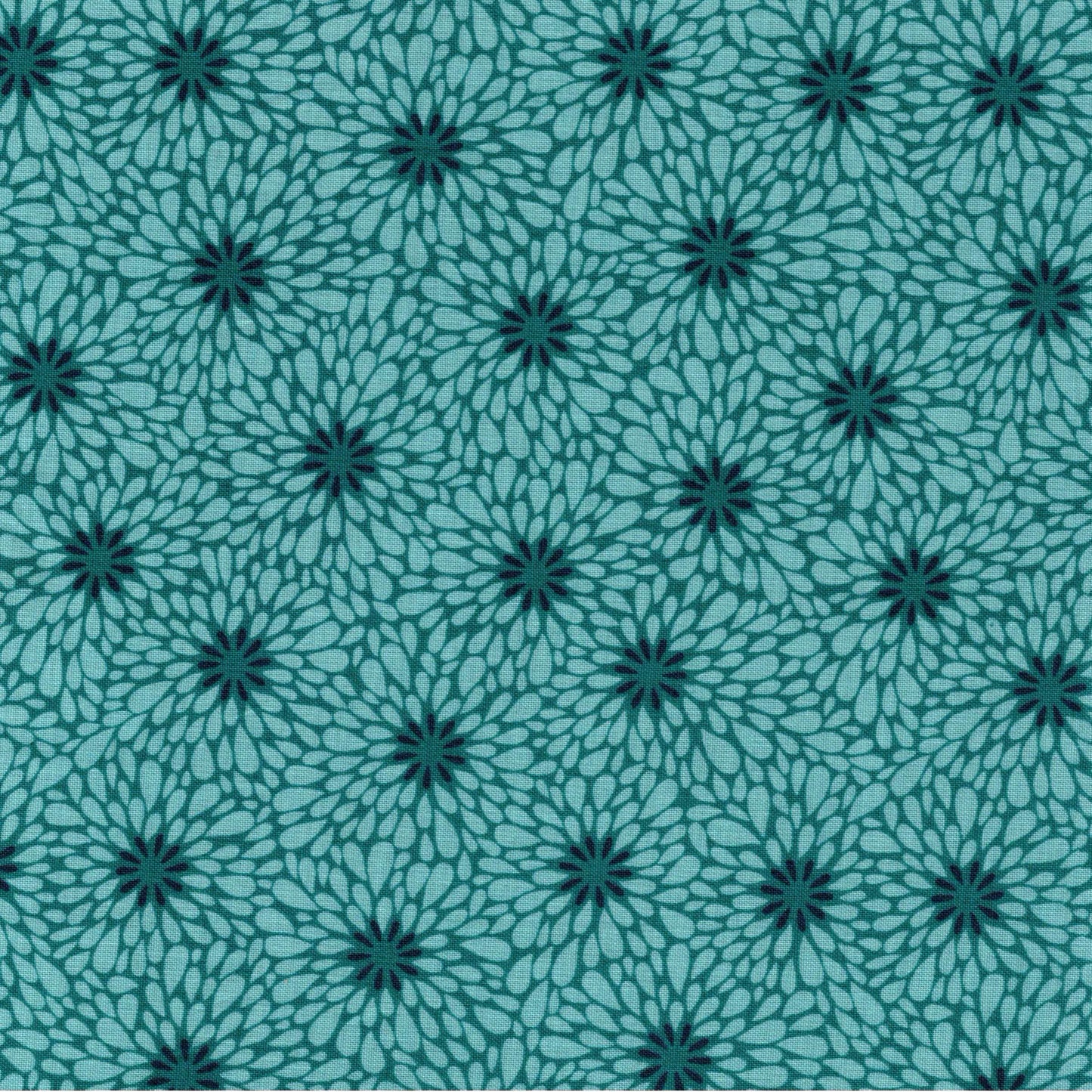 tissu coton à fleurs turquoises