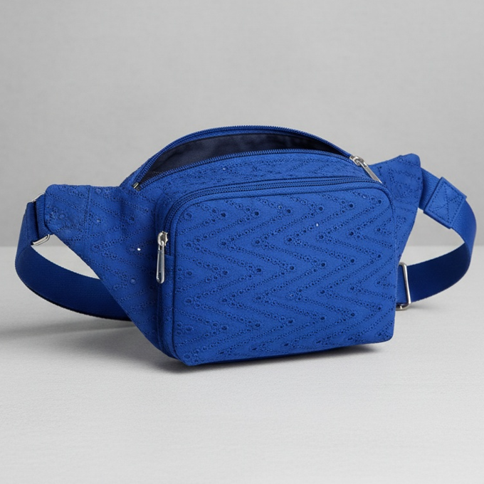 Tissu broderie anglaise bleu roi