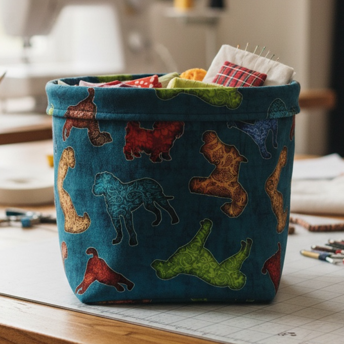 Tissu patchwork 100% coton imprimé petits chiens, souple et résistant pour accessoires, disponible chez Mille et Un Tissus à Moulins.