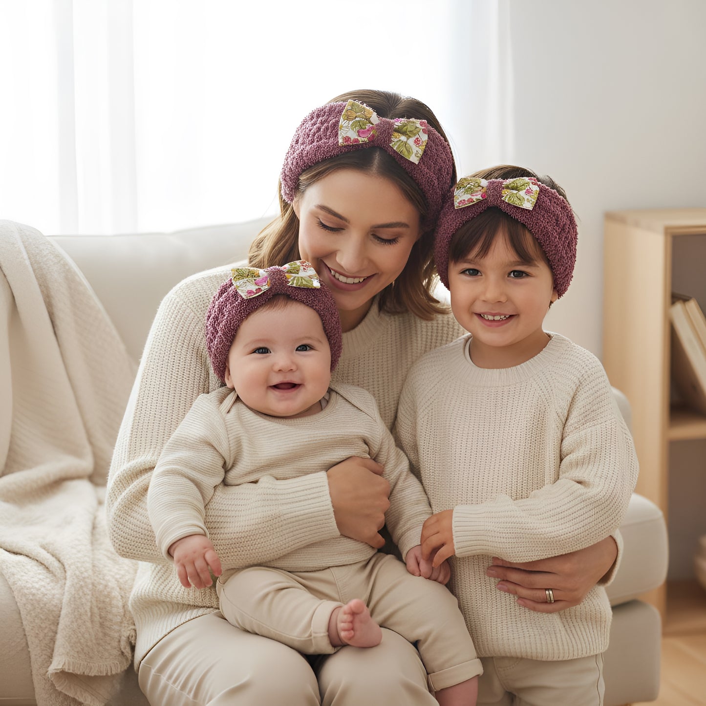 Bandeau nœud vieux rose