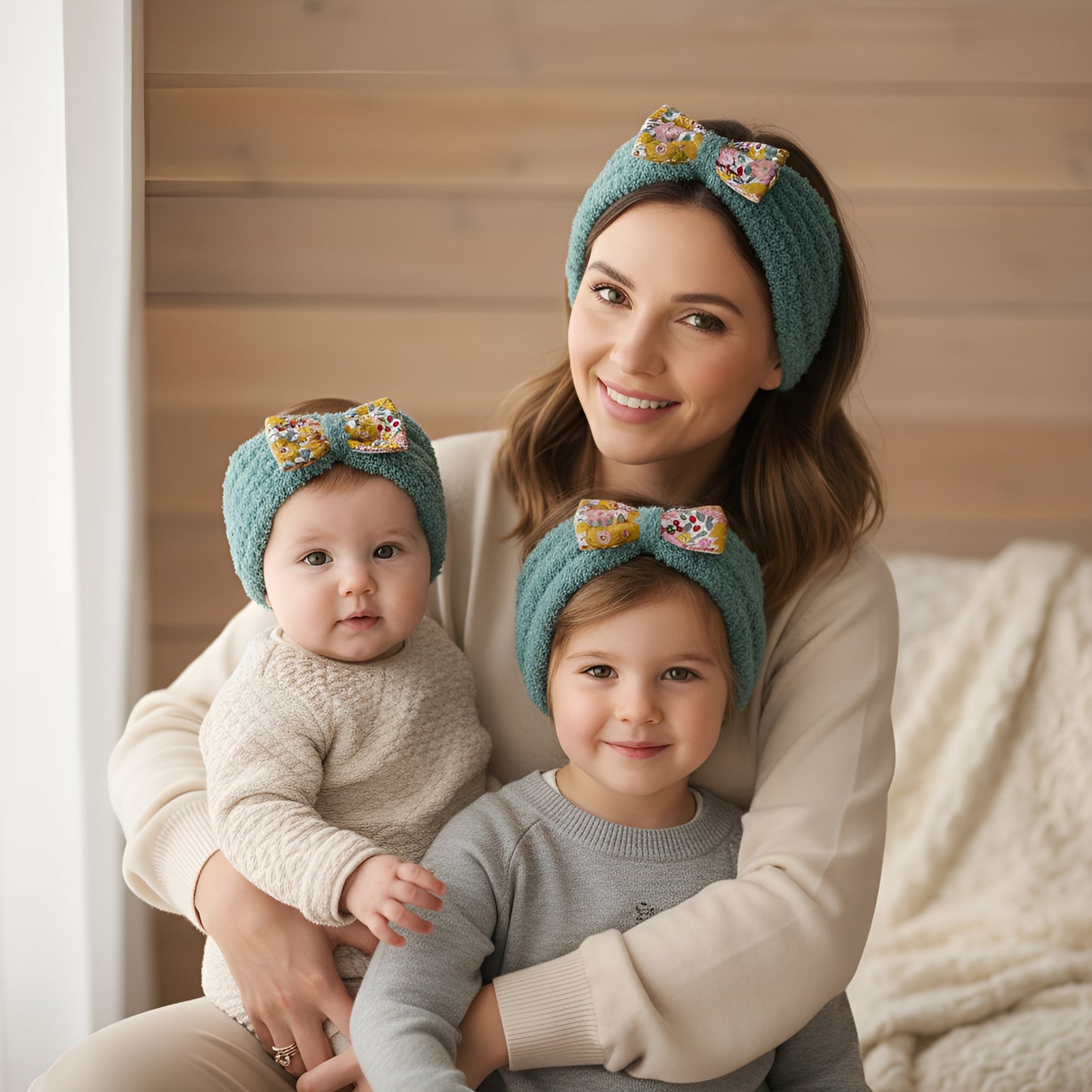 Bandeau nœud vert amande