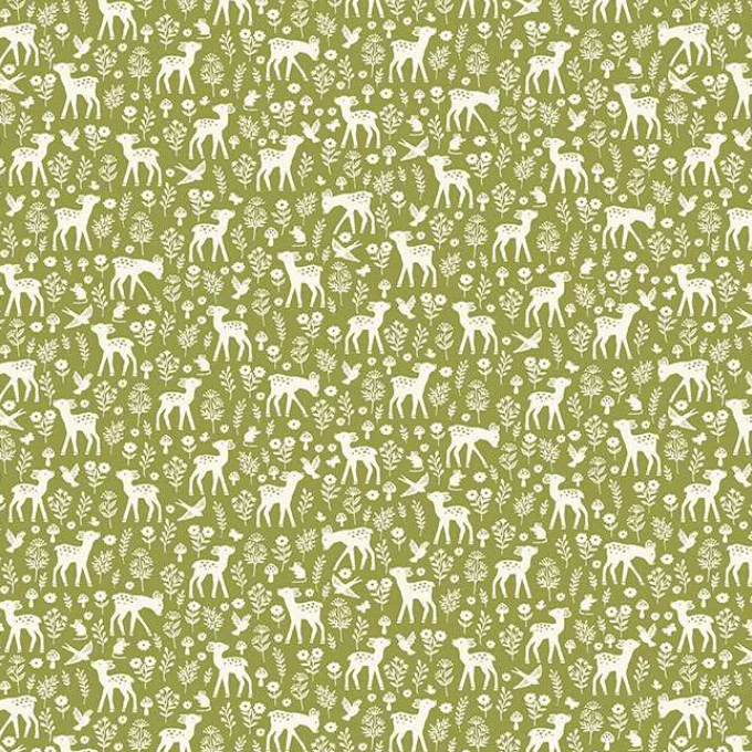tissu makower little ones deer green