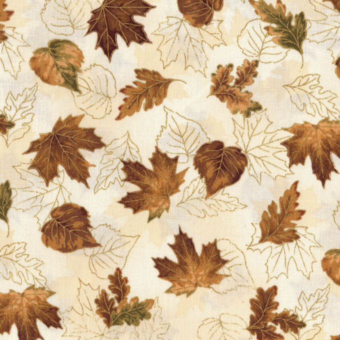 Tissu patchwork Feuilles Blanc