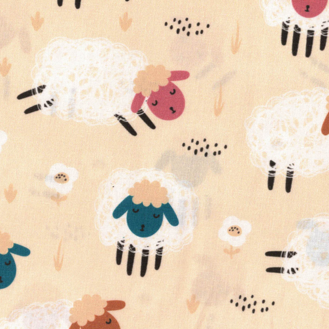 Tissu Coton Imprimé Moutons Kawaii