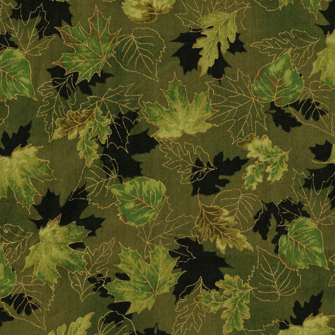 Tissu patchwork Feuilles Vert