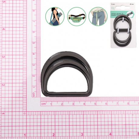 Anneaux Double D (Lot De 2) - taille 30 - 110-GUNMETAL