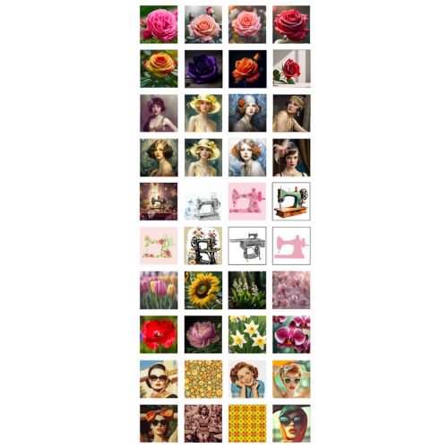 Panneau carrés Femmes et Fleurs