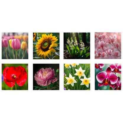 Panneau carrés Femmes et Fleurs