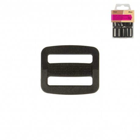 Boucles Coulissantes Plastique 50Mm*2 - taille 20 - 580-NOIR