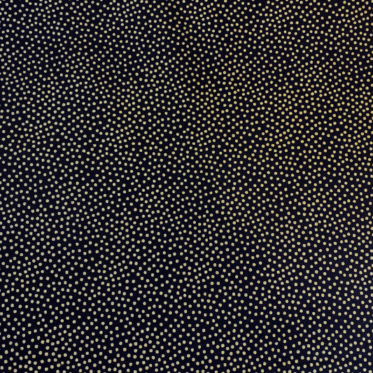 Tissu coton noir à pois dorés