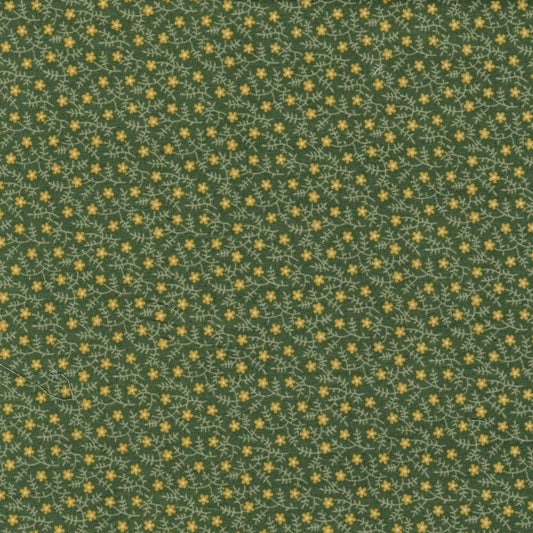 Tissu coton imprimé vert à fleurettes