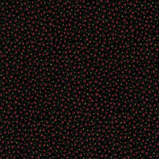 Tissu coton noir à fleurettes