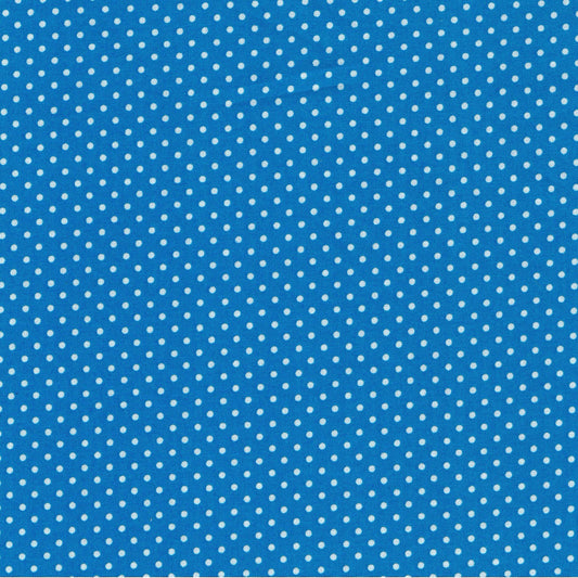 Tissu coton bleu à pois blancs
