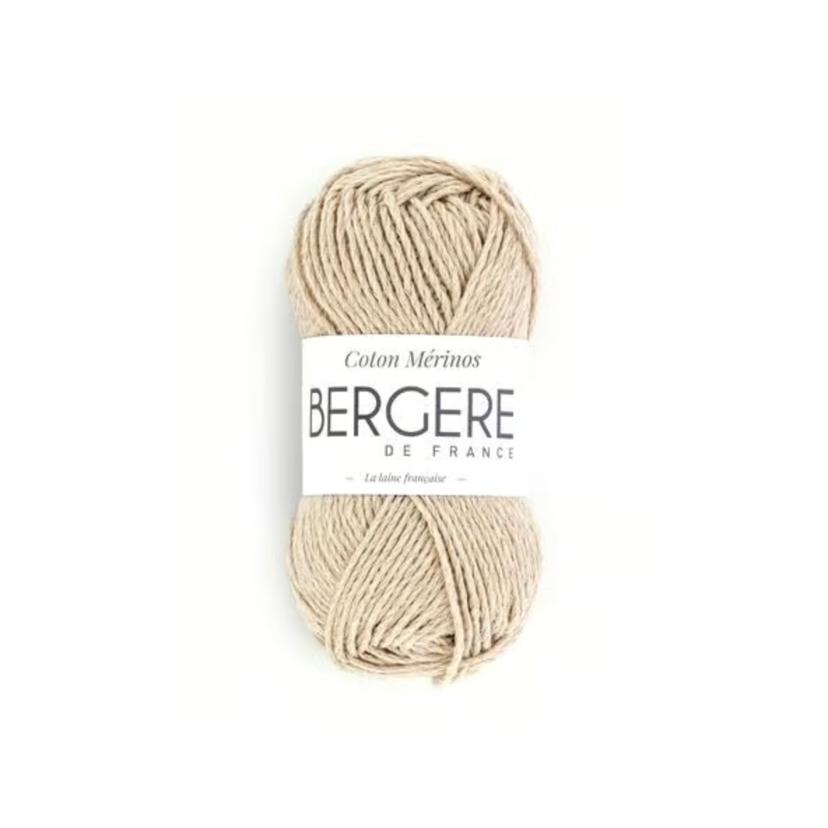 Pelote de fil Coton Mérinos coloris Amande de Bergère de France, 50g, composition 50% coton bio 50% mérinos