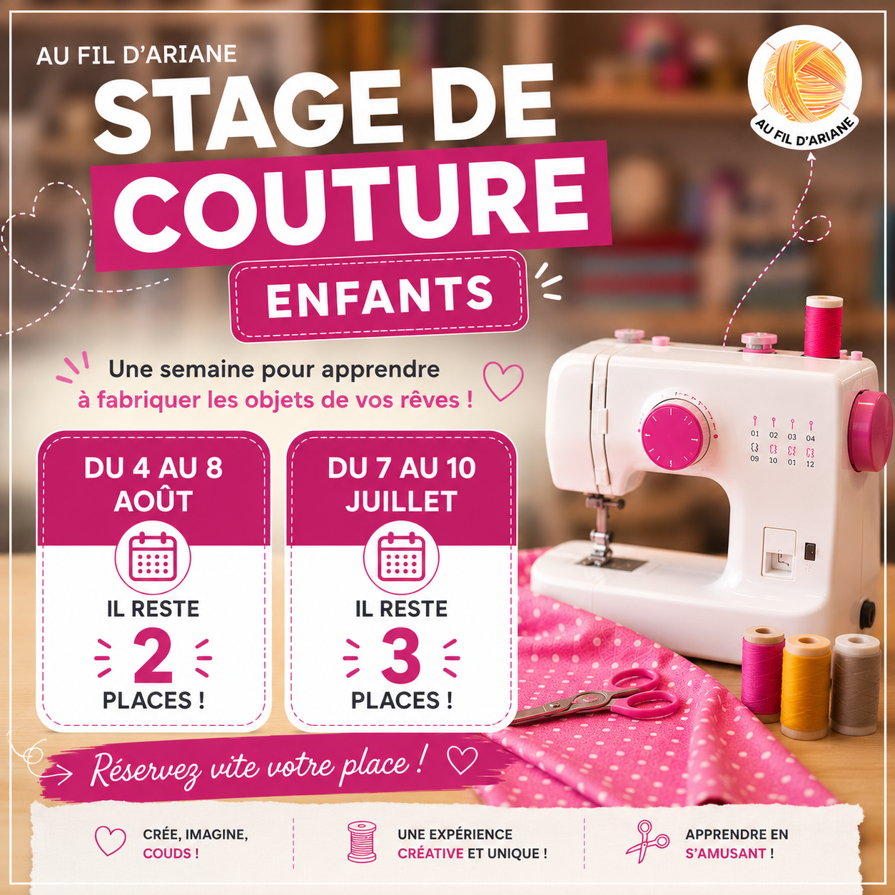 Stage de couture pour enfants