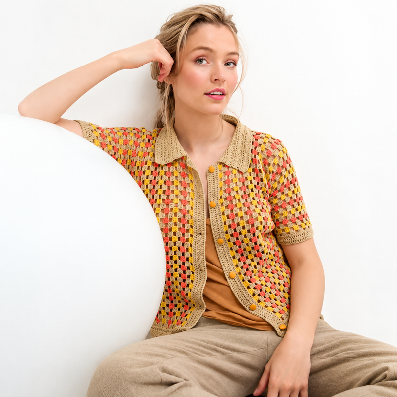 Gilet au crochet manches courtes M2877