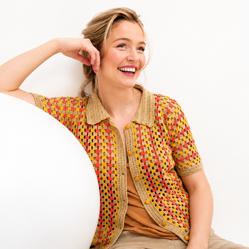 Gilet au crochet manches courtes M2877