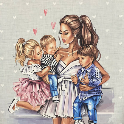 panneau simili cuir famille - 2 garçons, 1 fille