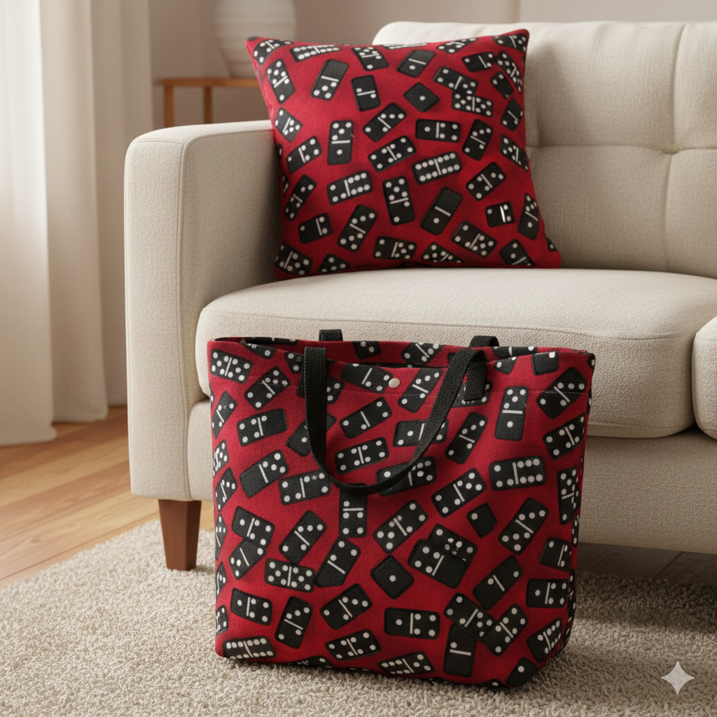 Tissu Patchwork Coton Motif Dominos - 100% Coton 110cm