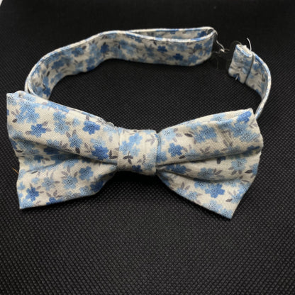 noeud papillon réglable fleurs bleues
