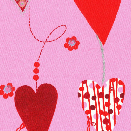 Tissu 100% coton cœurs roses