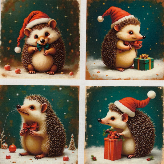 Panneaux carrés Hérissons Noël
