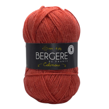 Pelote fil Calinou Begonia Bergère de France couleur rose corail, 50g laine mérinos acrylique