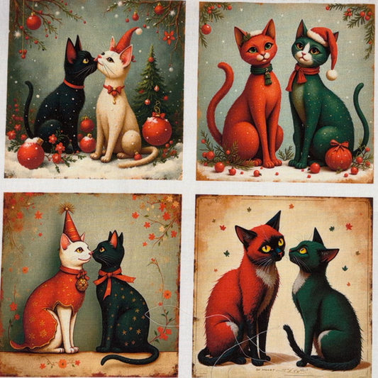 Panneaux carrés Chats Noël