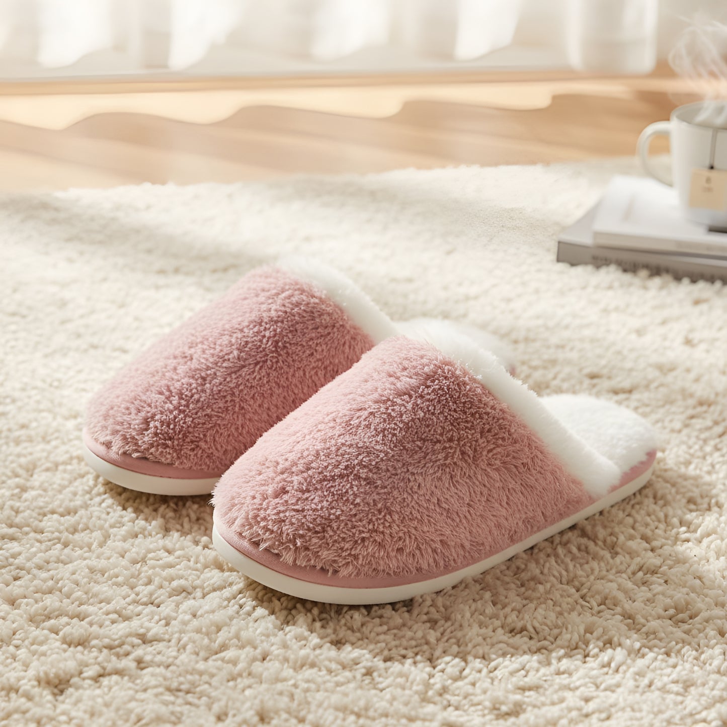 Fausse fourrure polyester rose