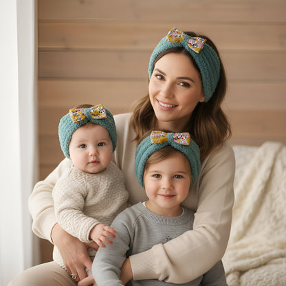 Bandeau nœud vert amande