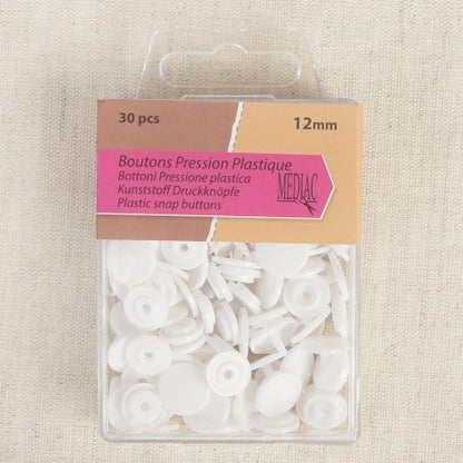 Bouton pression plastique 12mm - blanc