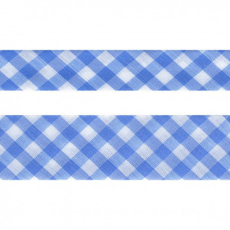 Biais replié vichy - bleu
