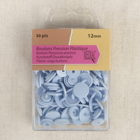 Bouton pression plastique 12mm - bleu