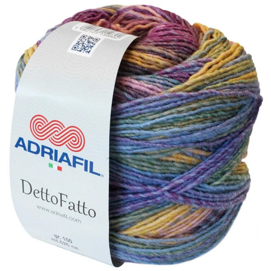 Laine Detto Fatto Adriafil 082 nuances multicolores harmonieuses, idéal pour accessoires, disponible chez Mille et Un Tissus à Moulins.