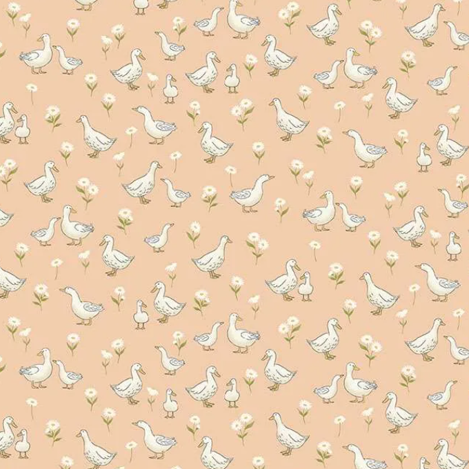 tissu makower little ones ducks coral