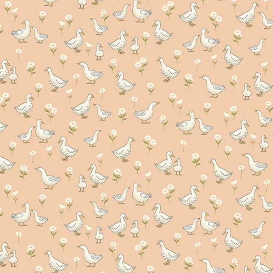 Tissu Makower Little Ones Ducks Coral