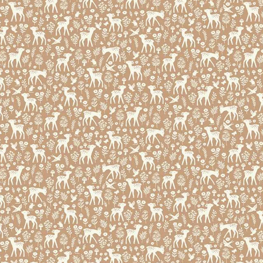 Tissu Makower Little Ones Deer Brown