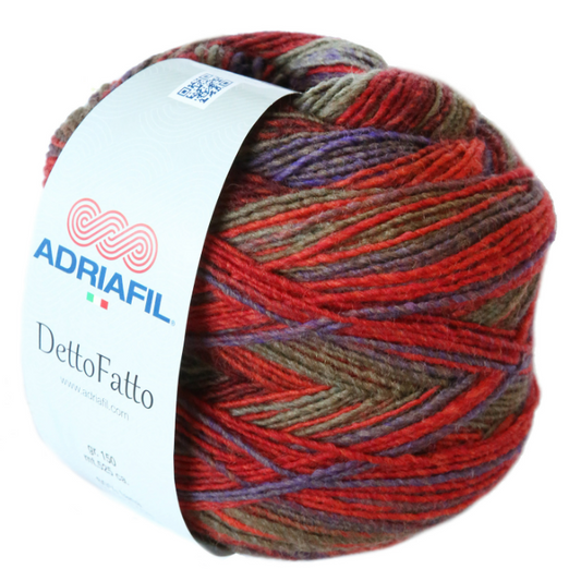 Fil à tricoter dégradé Detto Fatto Adriafil 090, couleurs vives et texture fluide, disponible chez Mille et Un Tissus à Moulins.