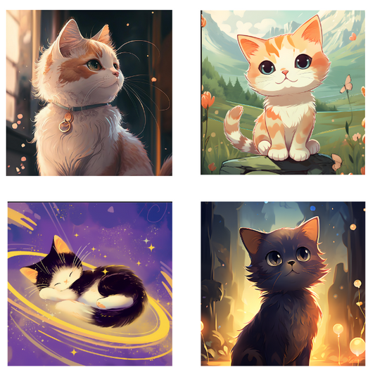 Panneaux carrés Chats animés