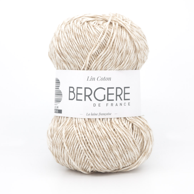 Pelote de fil Lin Coton Ecru Bergère de France 50g/160m pour tricot et crochet