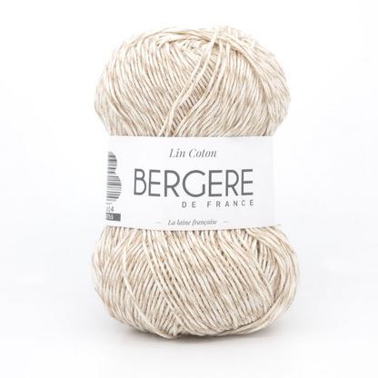 Pelote de fil Lin Coton Ecru Bergère de France 50g/160m pour tricot et crochet