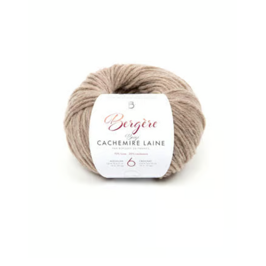 Pelote de laine Cachemire Laine Beige Bergère de France, fil noble écologique pour tricot