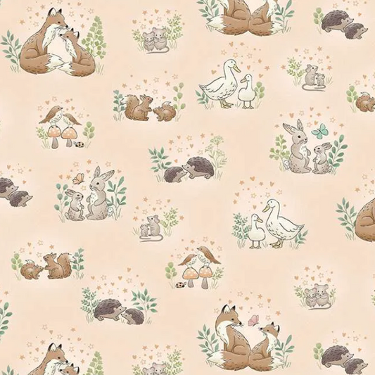 Tissu Makower Little Ones Hugs Coral