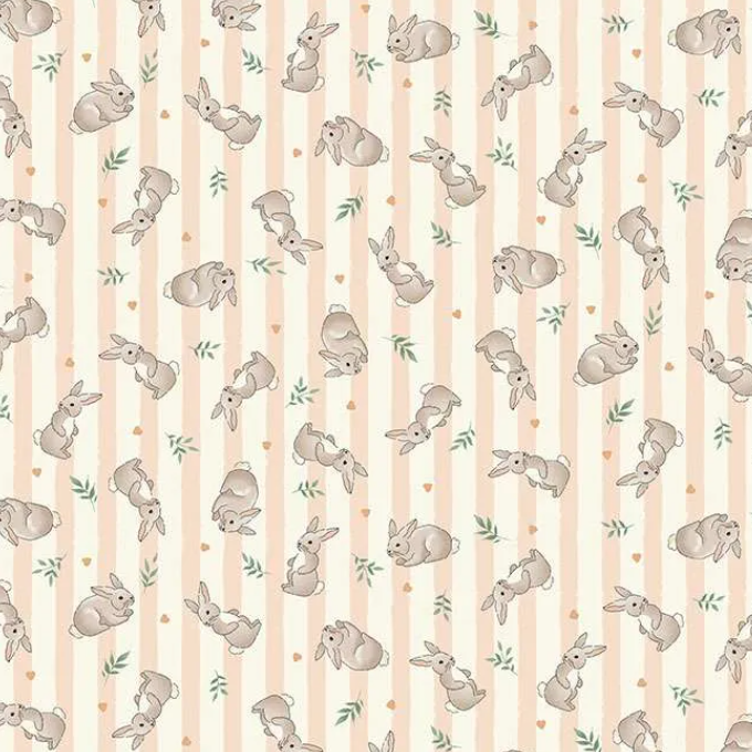 tissu makower little ones bunnies coral