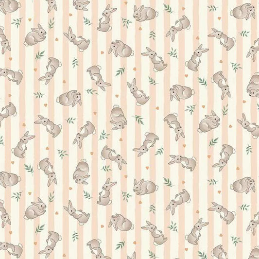 Tissu Makower Little Ones Bunnies Coral