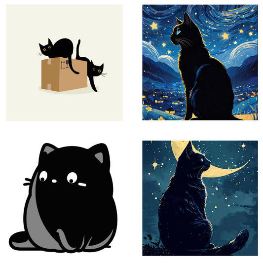 Panneaux carrés Chats noirs